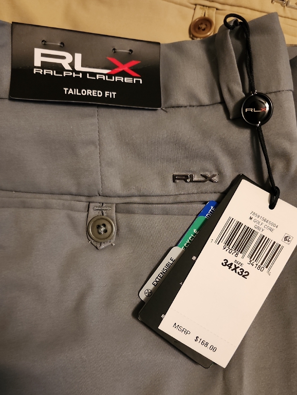 RLX Ralph Lauren Gray Tailored Fit Pants with Logo Accent